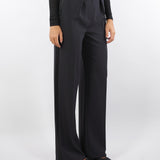 Pantaloni Nero in crêpe leggero con dettagli smoking PA12656E2 110 ELISABETTA FRANCHI 