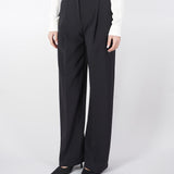 Pantaloni Nero in crêpe con dettagli in raso