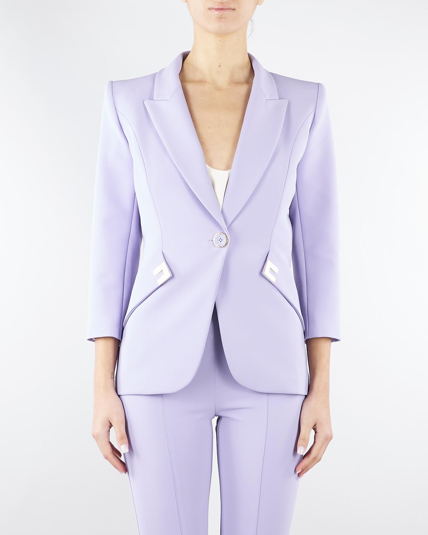 Giacca Lilla in doppio crêpe stretch con dettagli logo GI21561E2 EV7 ELISABETTA FRANCHI 