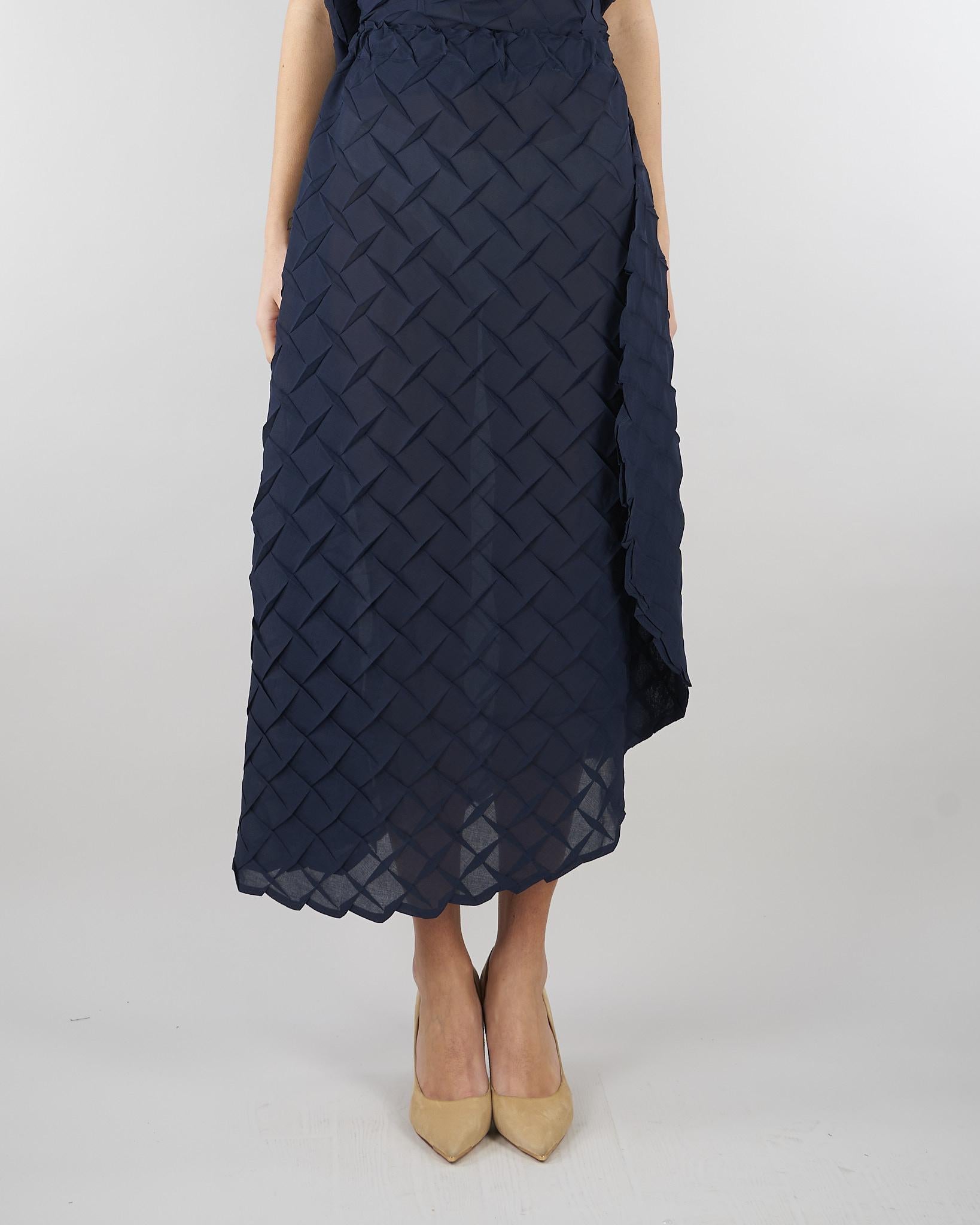 Gonna jacquard Blu con fondo asimmetrico M6EY13 880 MEIMEIJ 