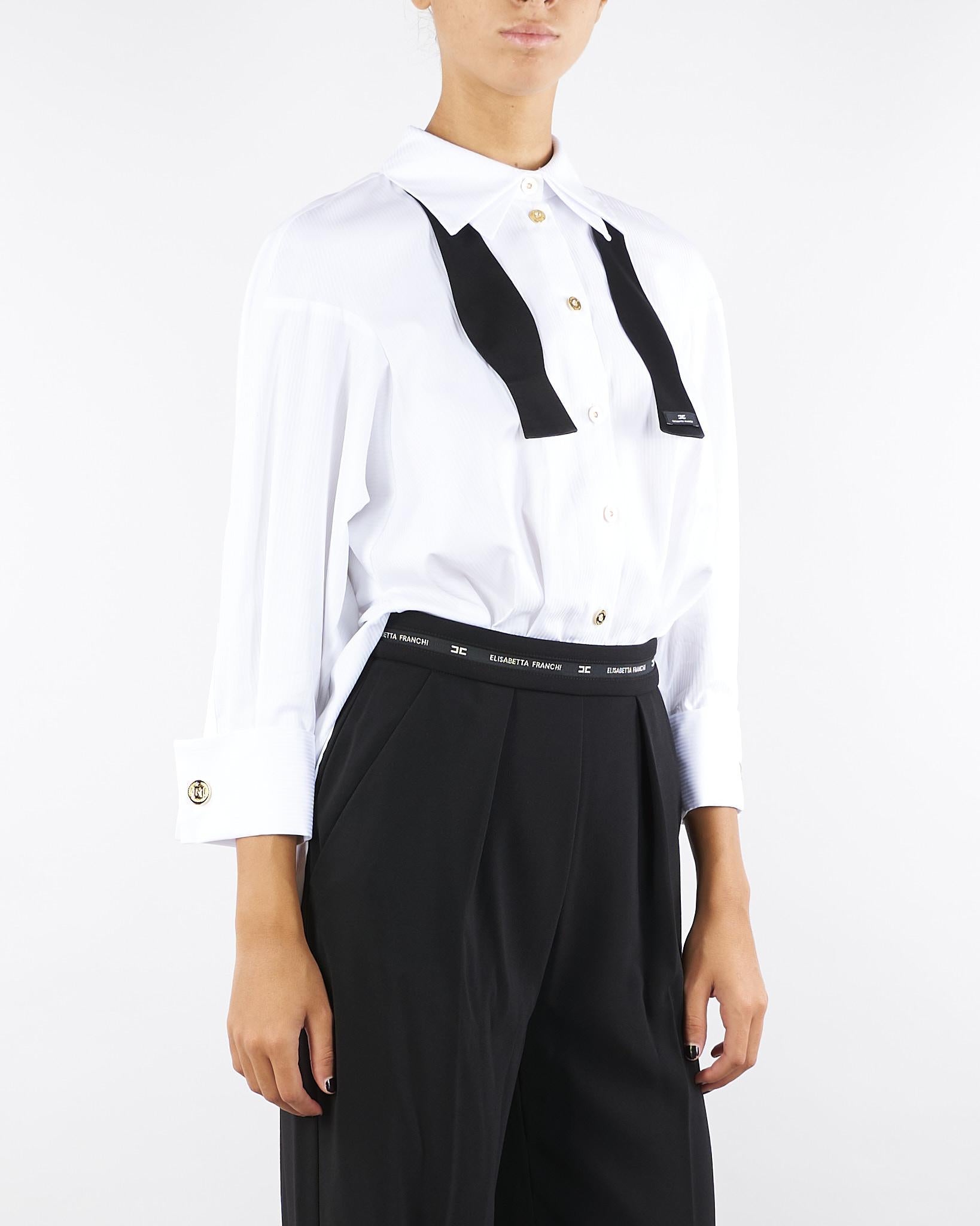 Tuta Bianco-Nero in popeline e crêpe leggero TU05656E2 221 ELISABETTA FRANCHI 