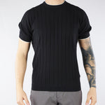 Maglia Nero in cotone a coste con profili a contrasto DK17020 99 DIKTAT 