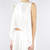 Top Bianco in satin con fondo asimmetrico SS260045 1 ELEH 