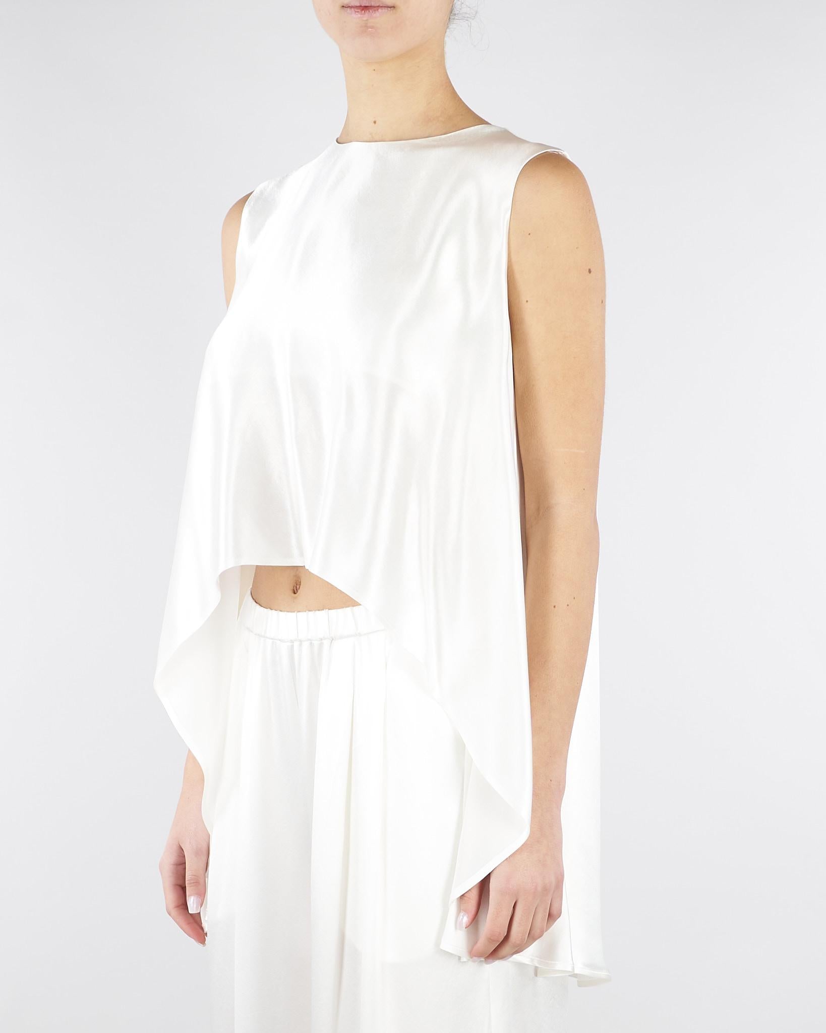 Top Bianco in satin con fondo asimmetrico SS260045 1 ELEH 