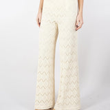 Pantaloni wide leg in pizzo macramè