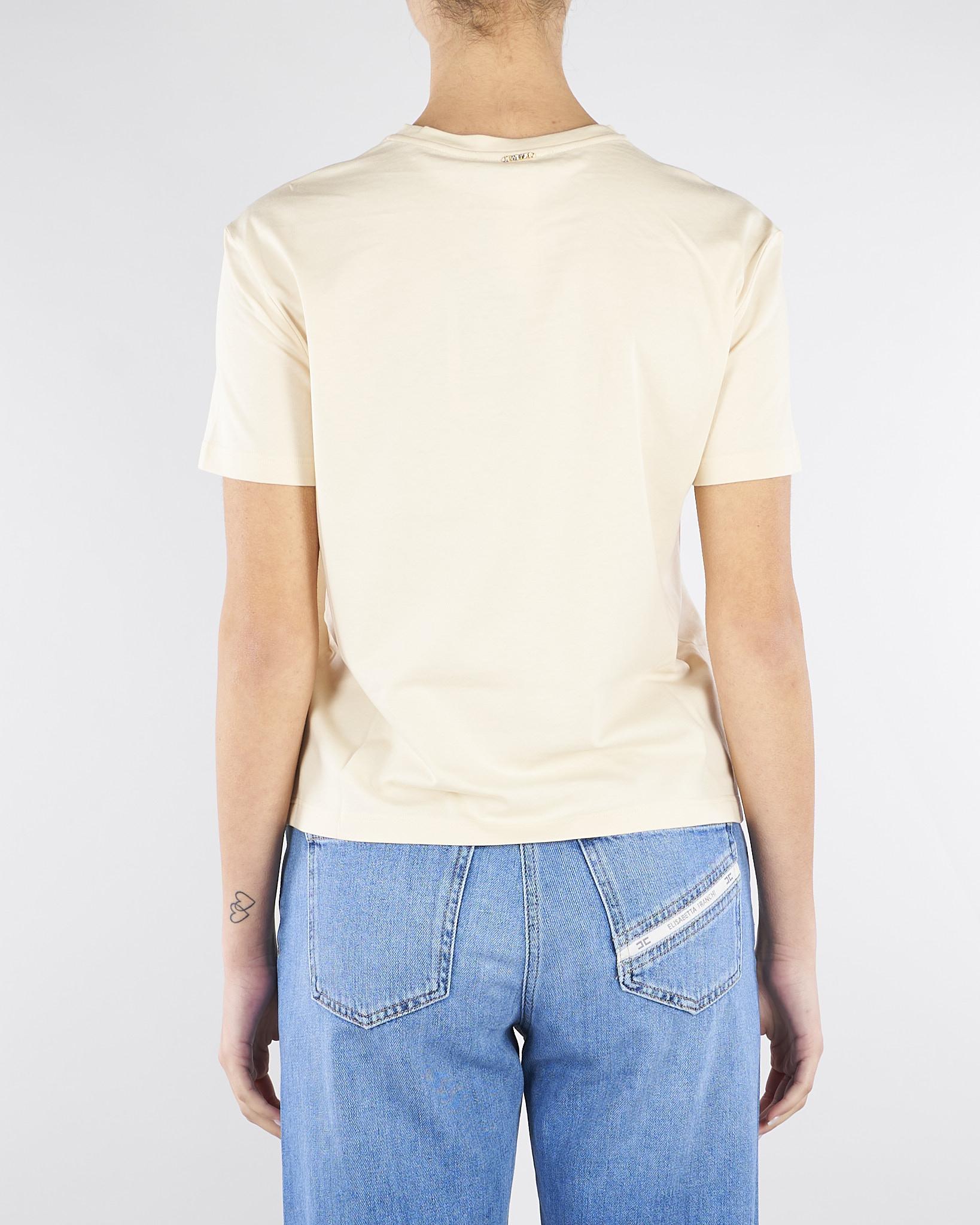 T-shirt Crema con ricamo fiore TP2080 7222 TWIN SET 