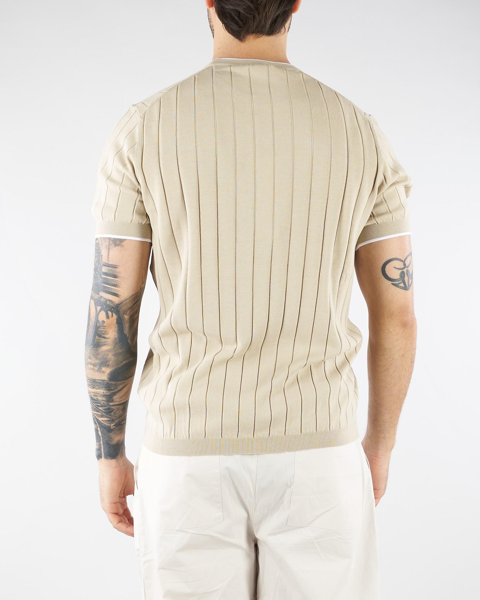 Maglia Sabbia in cotone a costine con profili a contrasto DK17020 30 DIKTAT 
