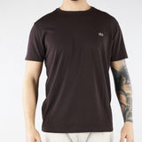 T-shirt Marrone in cotone Pima TH6709 3LA LACOSTE 
