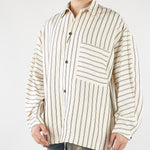 Camicia Panna-Marrone a righe in cotone oversize CA3636 25 I'M BRIAN 