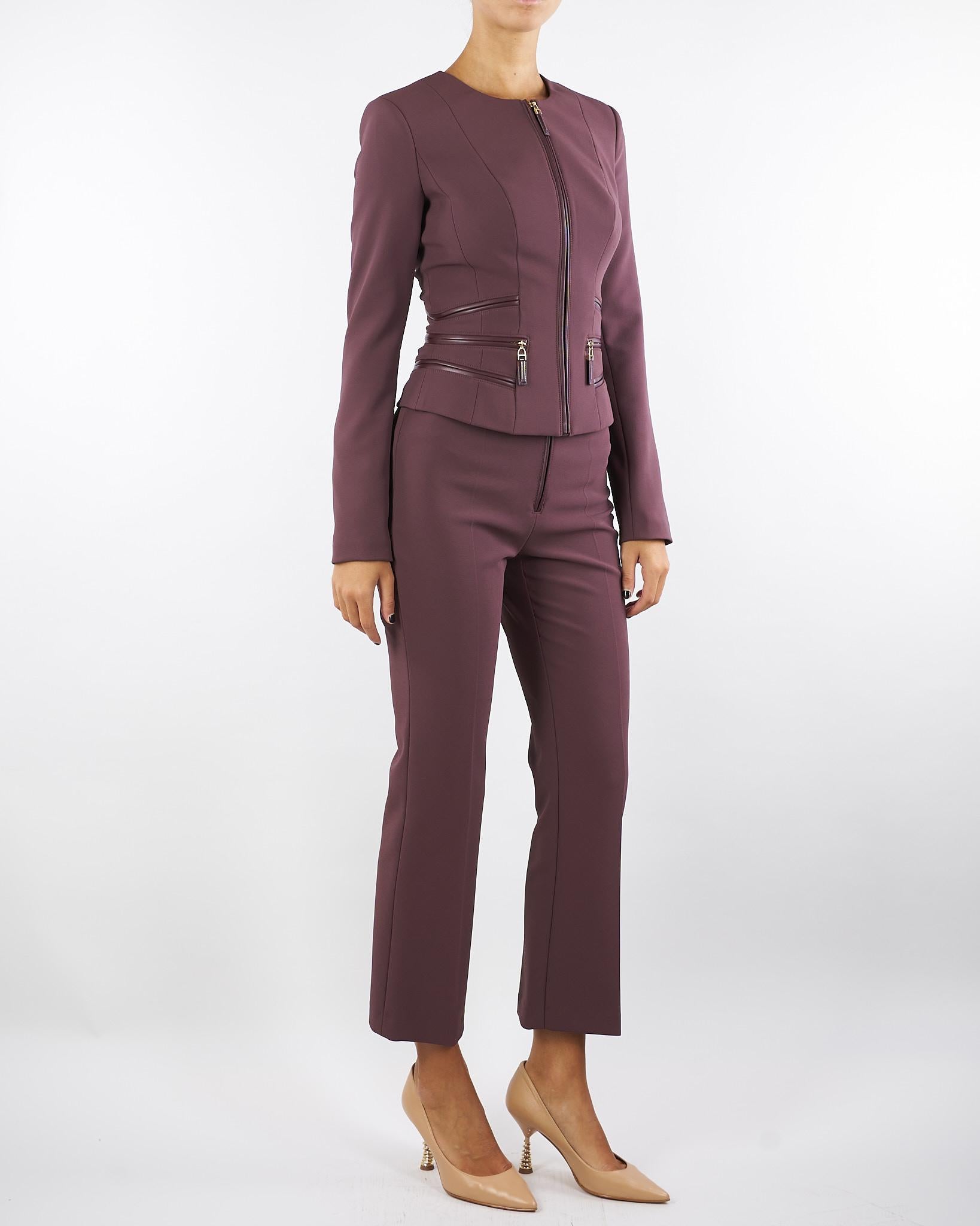 Giacca Merlot in doppio crêpe con dettagli zip GI17356E2 EA4 ELISABETTA FRANCHI 