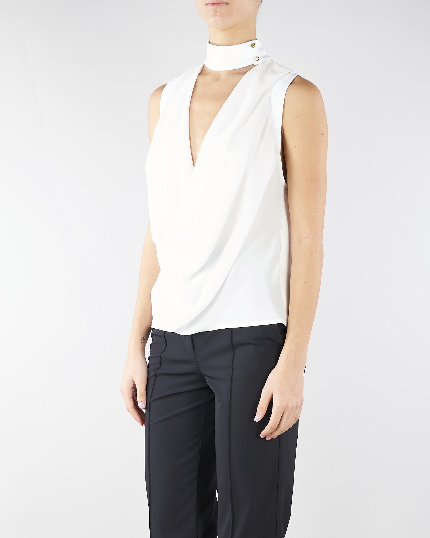 Top Avorio in georgette di viscosa CA13461E2 360 ELISABETTA FRANCHI 