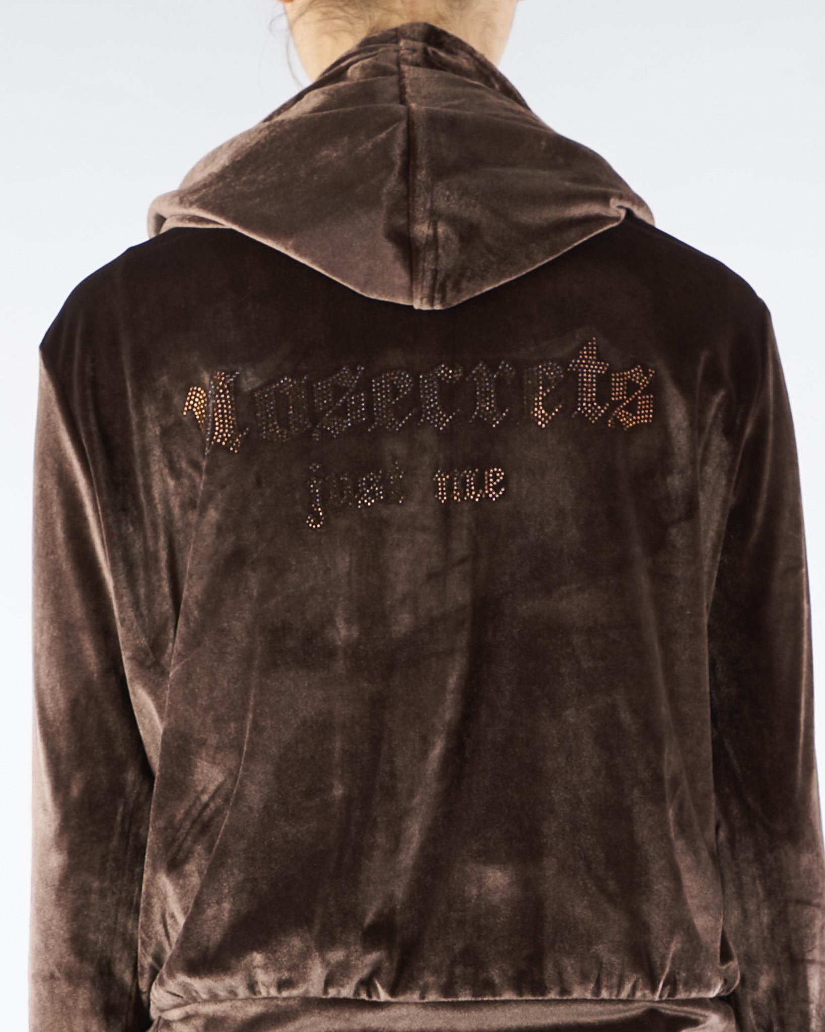 Felpa Cioccolato in velluto con logo in strass sul retro NS152 85 NO SECRETS 