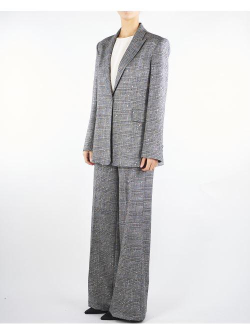 Pantalone Bianco-Nero microfantasia con paillettes ACTPA024PA3020 00 ACTUALEE 