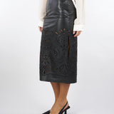 Gonna Nero in ecopelle con ricamo D47EO015E5C MF099 ERMANNO BY ERMANNO SCERVINO 