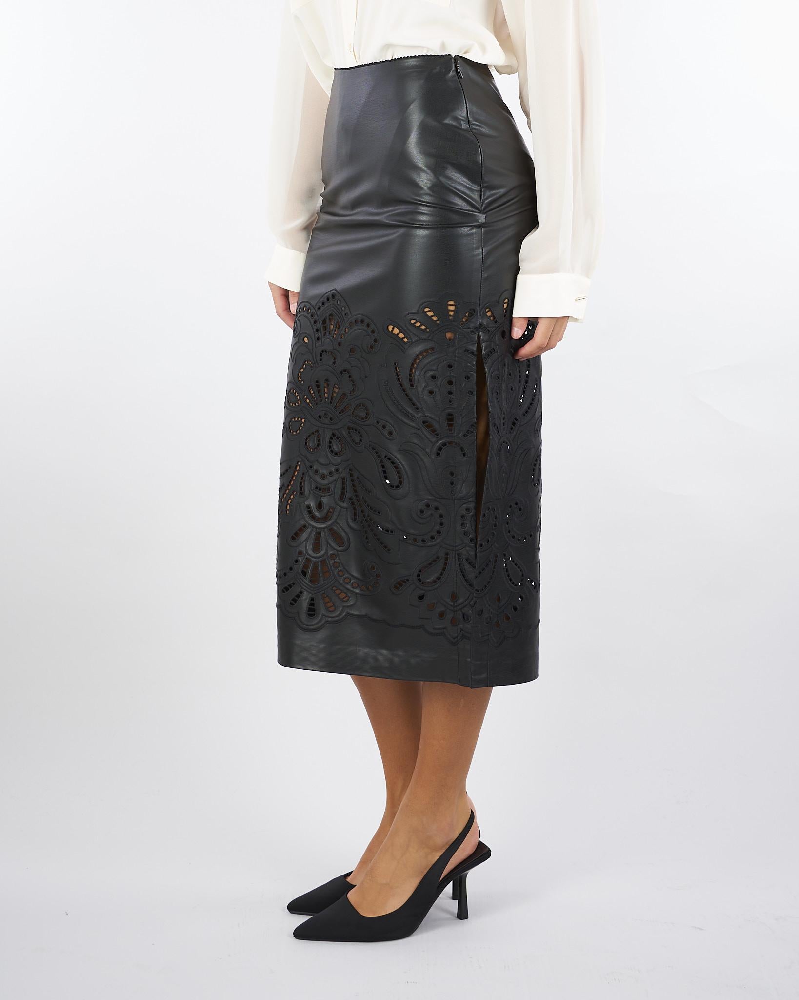 Gonna Nero in ecopelle con ricamo D47EO015E5C MF099 ERMANNO BY ERMANNO SCERVINO 