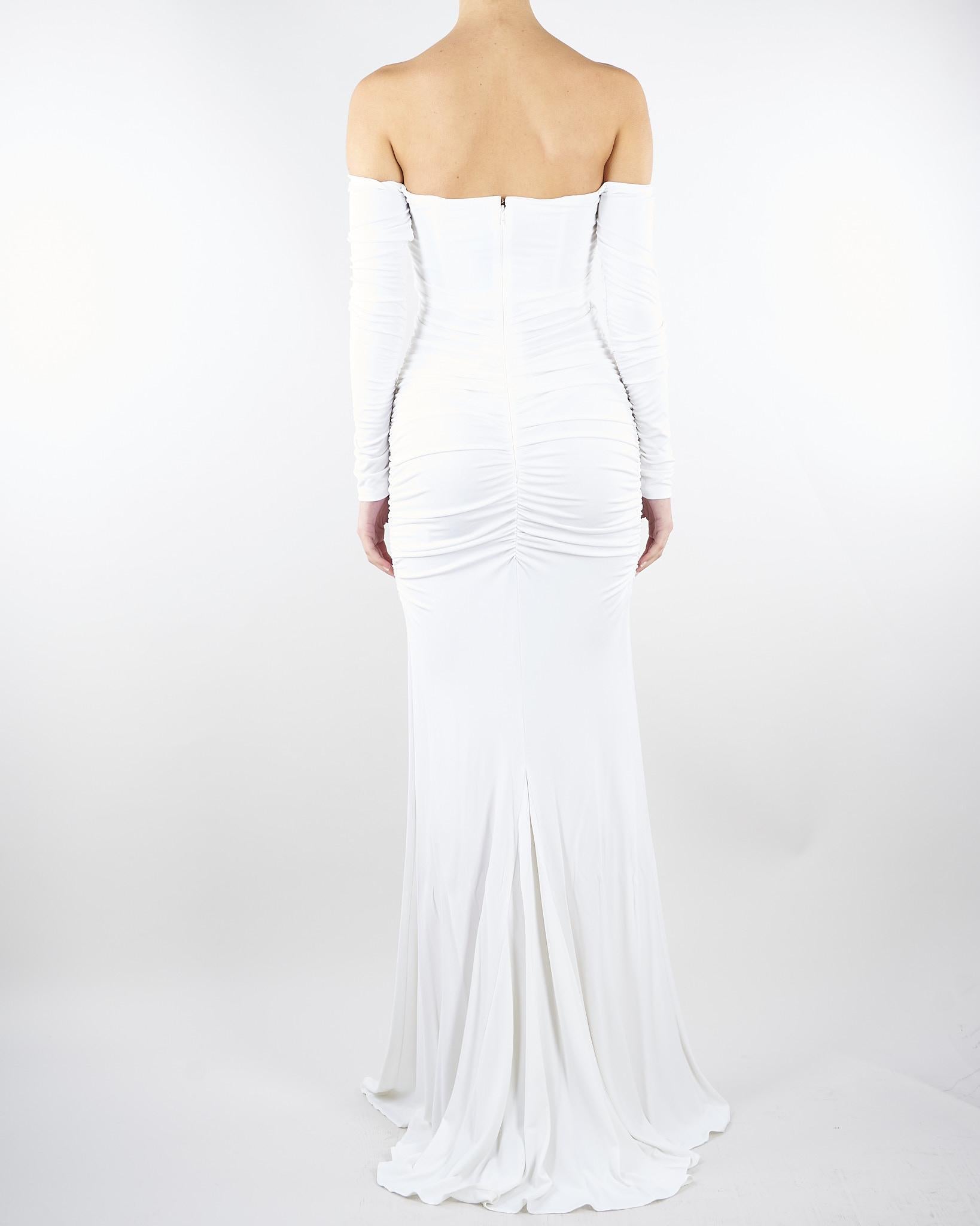 Abito Avorio Red Carpet in jersey crêpe con drappeggi ABR1061E2 360 ELISABETTA FRANCHI 