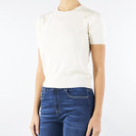 Maglia Panna in misto lana con maniche corte RI5NT047 1041 ICONA 