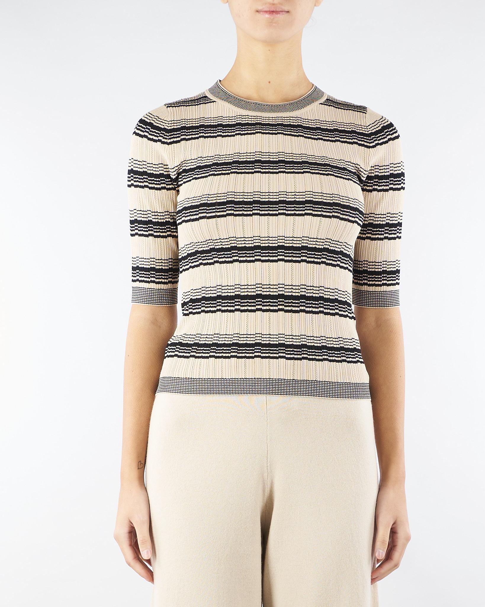 Maglia Beige-Nero in viscosa crêpe LEDA 16 MAX MARA WEEKEND 