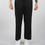 Pantalone Nero in lino con elastico PA3702 9 I'M BRIAN 