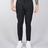 Pantalone Max Nero in fresco lana con elastico in vita