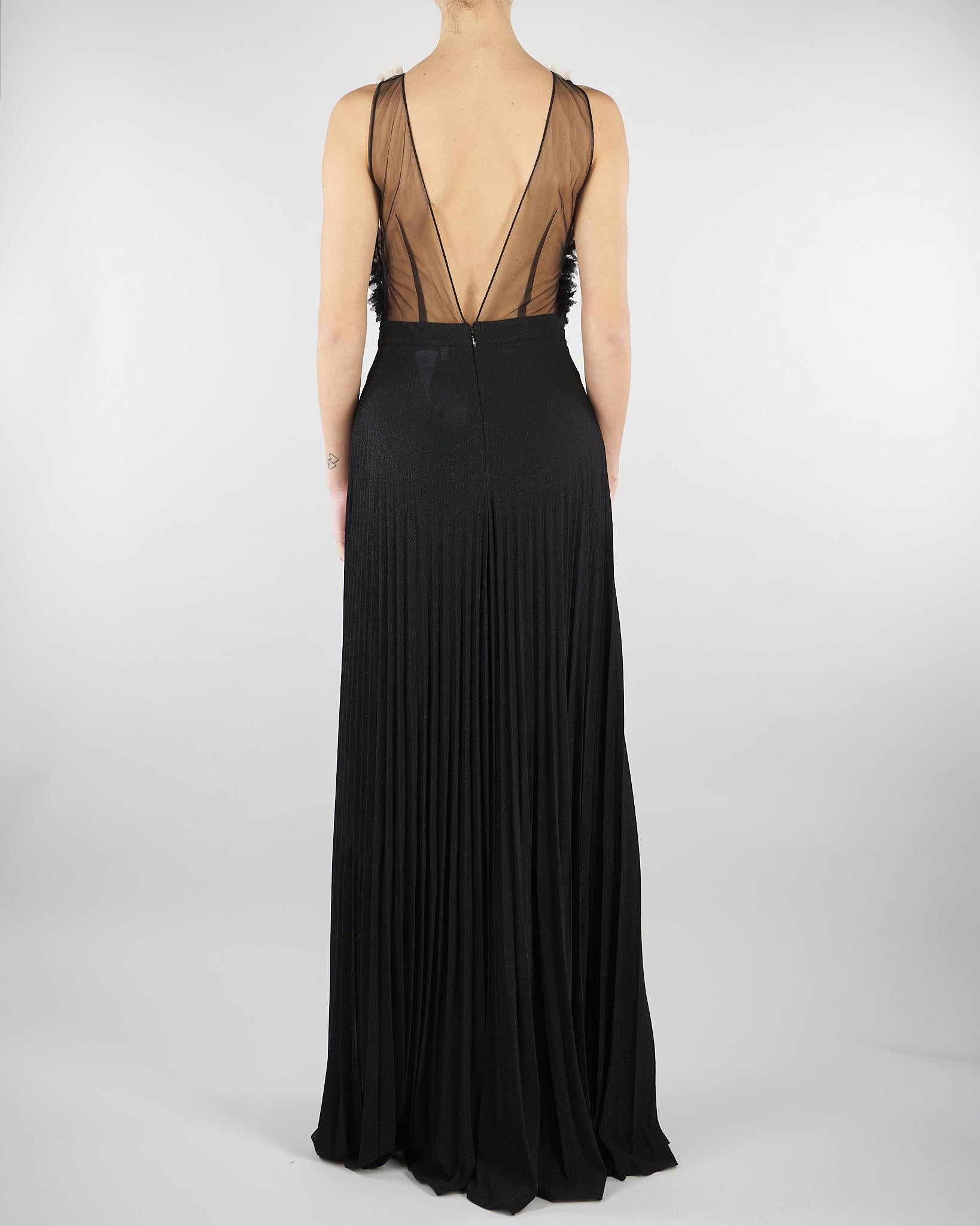 Abito Nero-Burro Red Carpet in tulle e jersey lurex ABR4462E2 685 ELISABETTA FRANCHI 