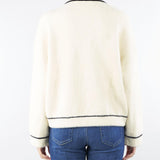 Cardigan Panna Nero con profili a contrasto RI5NT075 1041 ICONA 