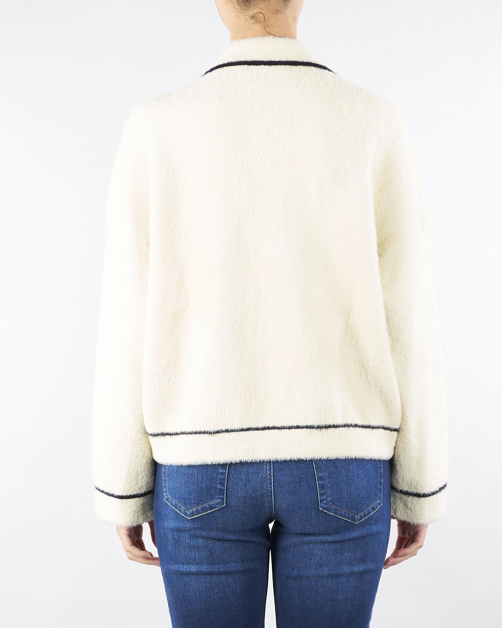 Cardigan Panna Nero con profili a contrasto RI5NT075 1041 ICONA 