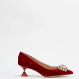 Decollete in velluto con accessorio sul davanti Francesco Sacco