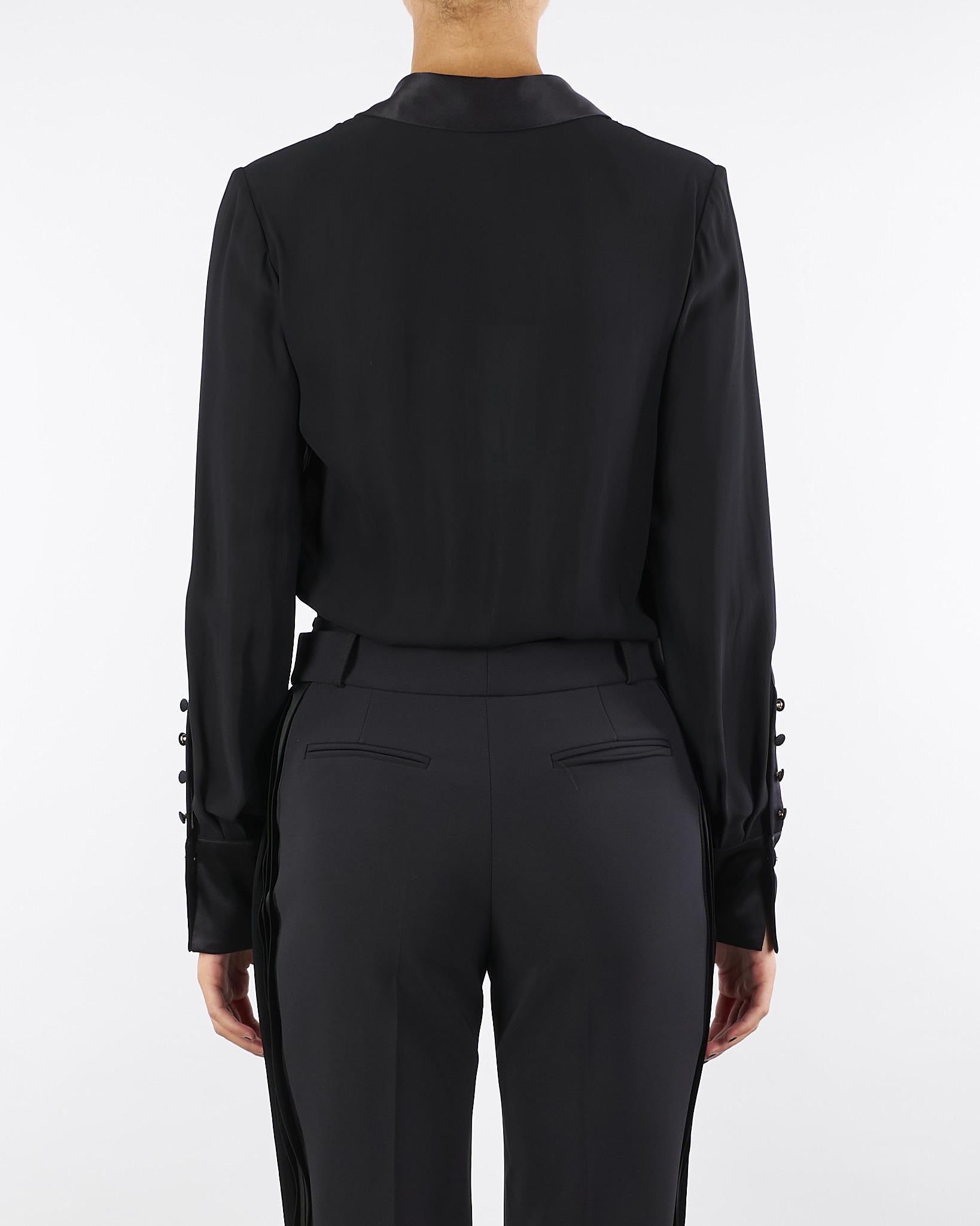 Body Nero in georgette di viscosa e raso CB00356E2 110 ELISABETTA FRANCHI 