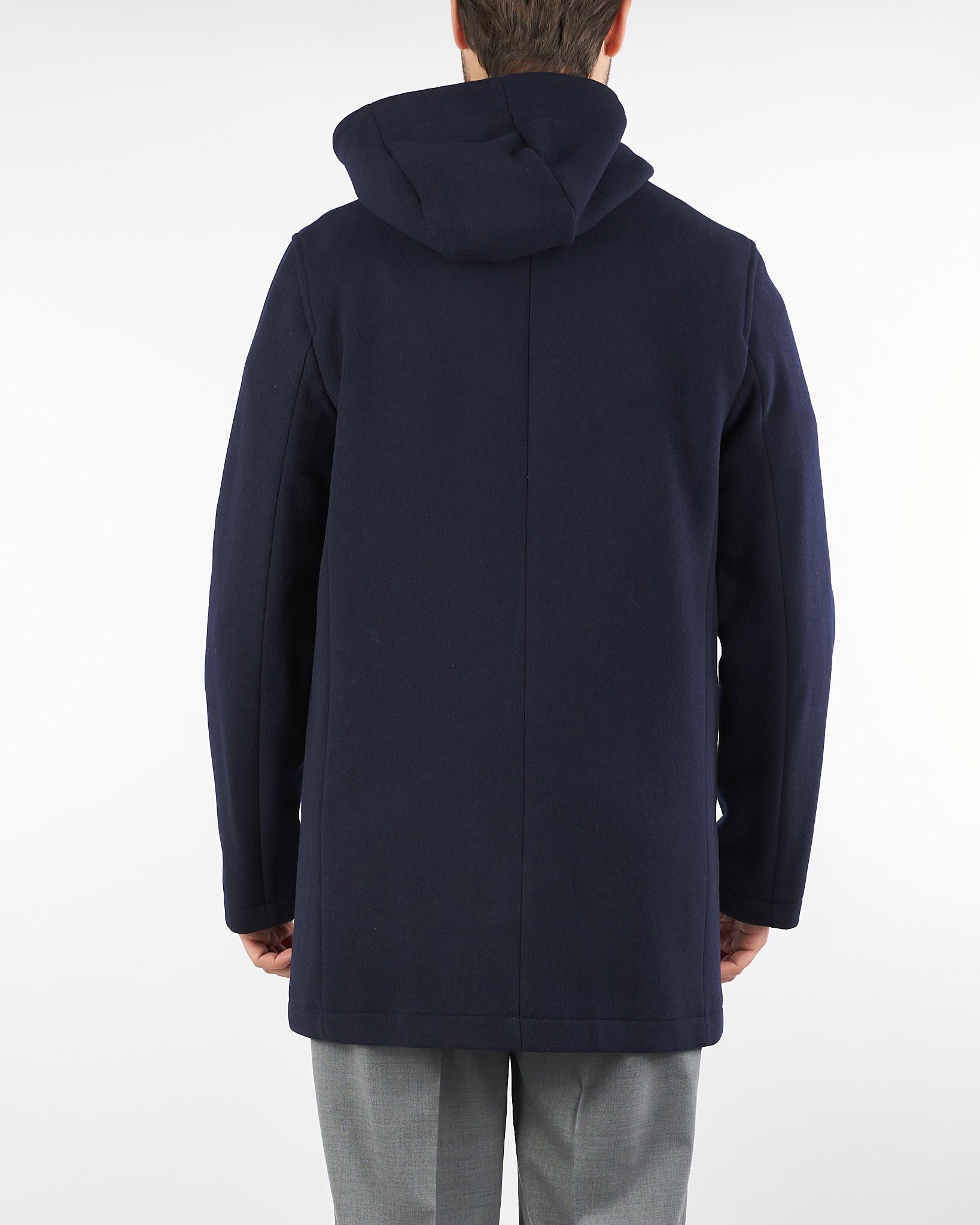 Parka Blu in panno misto lana con cappuccio 3932H8317FC253738 89 MANUEL RITZ 