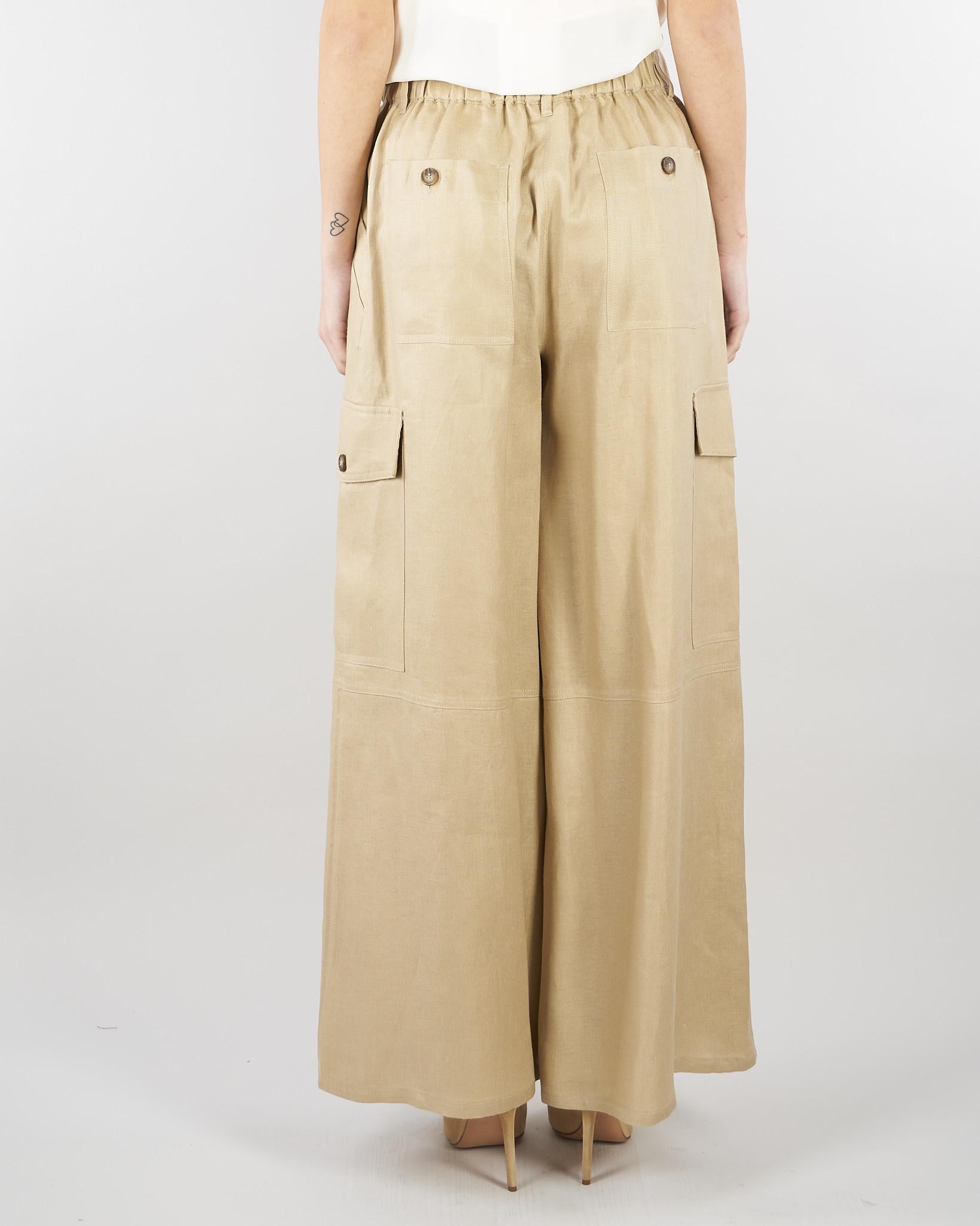 Pantalone Cargo Sabbia in gabardina di lino WKIFINALE 1 MAX MARA WEEKEND 