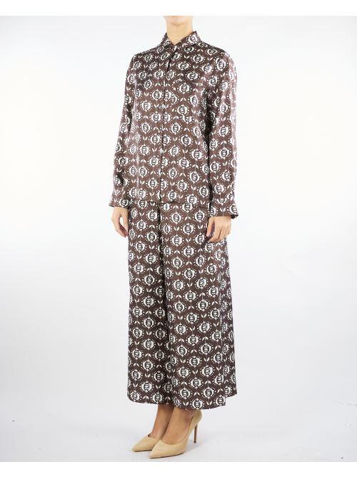 Pantalone Marrone ampio in seta TORTONA 1 MAX MARA WEEKEND 