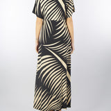 Abito longuette a fantasia Nero-Beige con dettaglio pietre