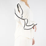 Blusa Burro-Nero con volant BL01001TACE0005 V0359 SIMONA CORSELLINI 