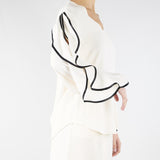 Blusa Burro-Nero con volant BL01001TACE0005 V0359 SIMONA CORSELLINI 