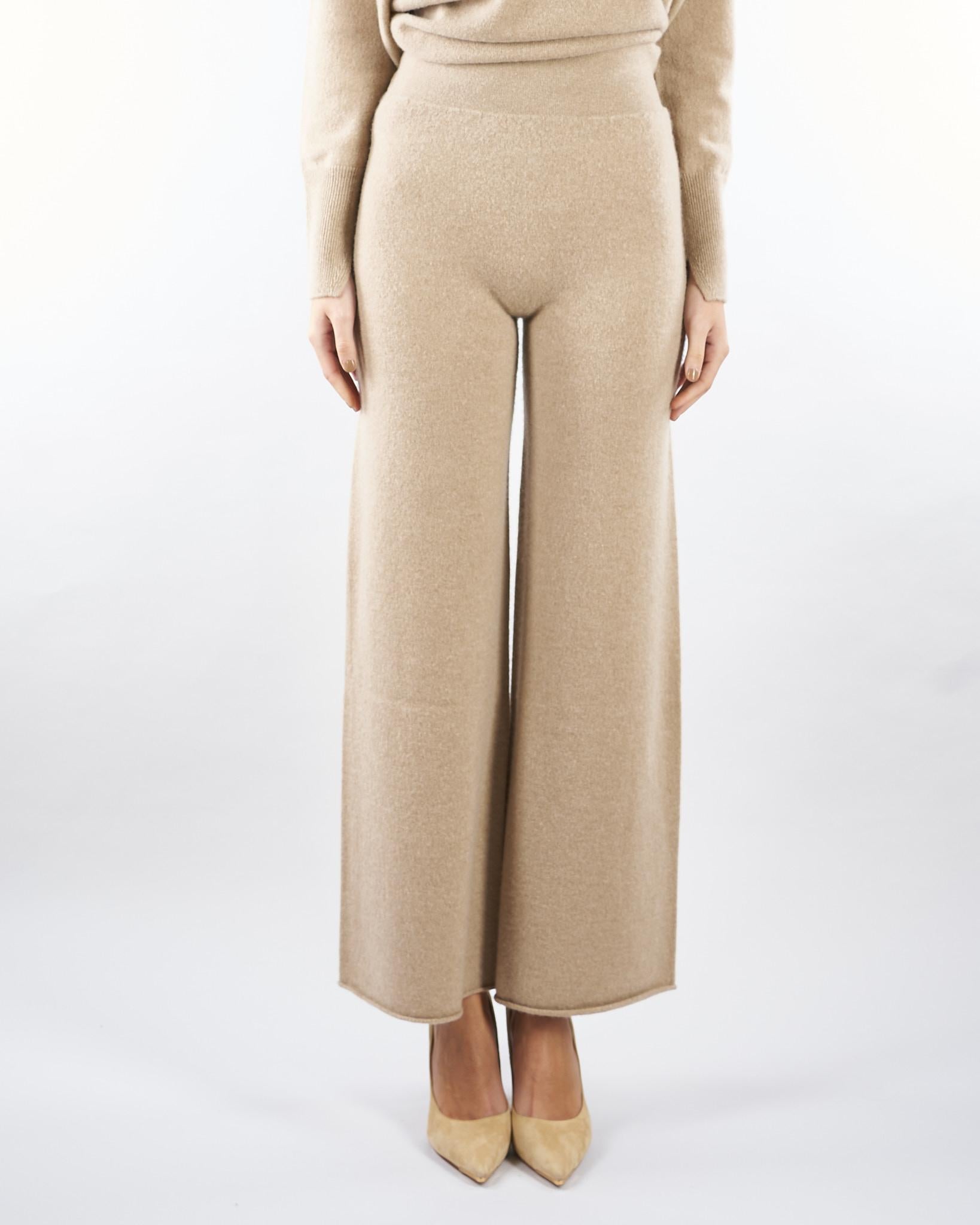 Pantalone Beige in maglia di puro cashmere V51622 40 VANISE' 