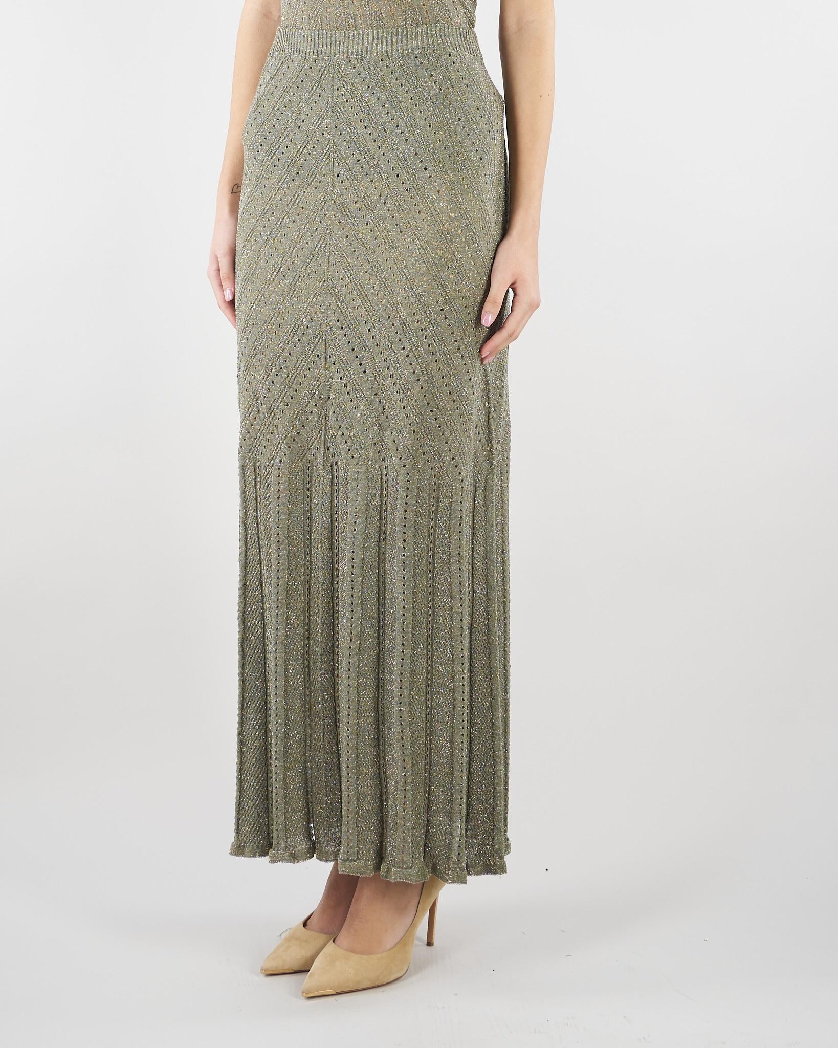 Gonna lunga Verde in maglia di lino con lurex TT3211 13565 TWIN SET 