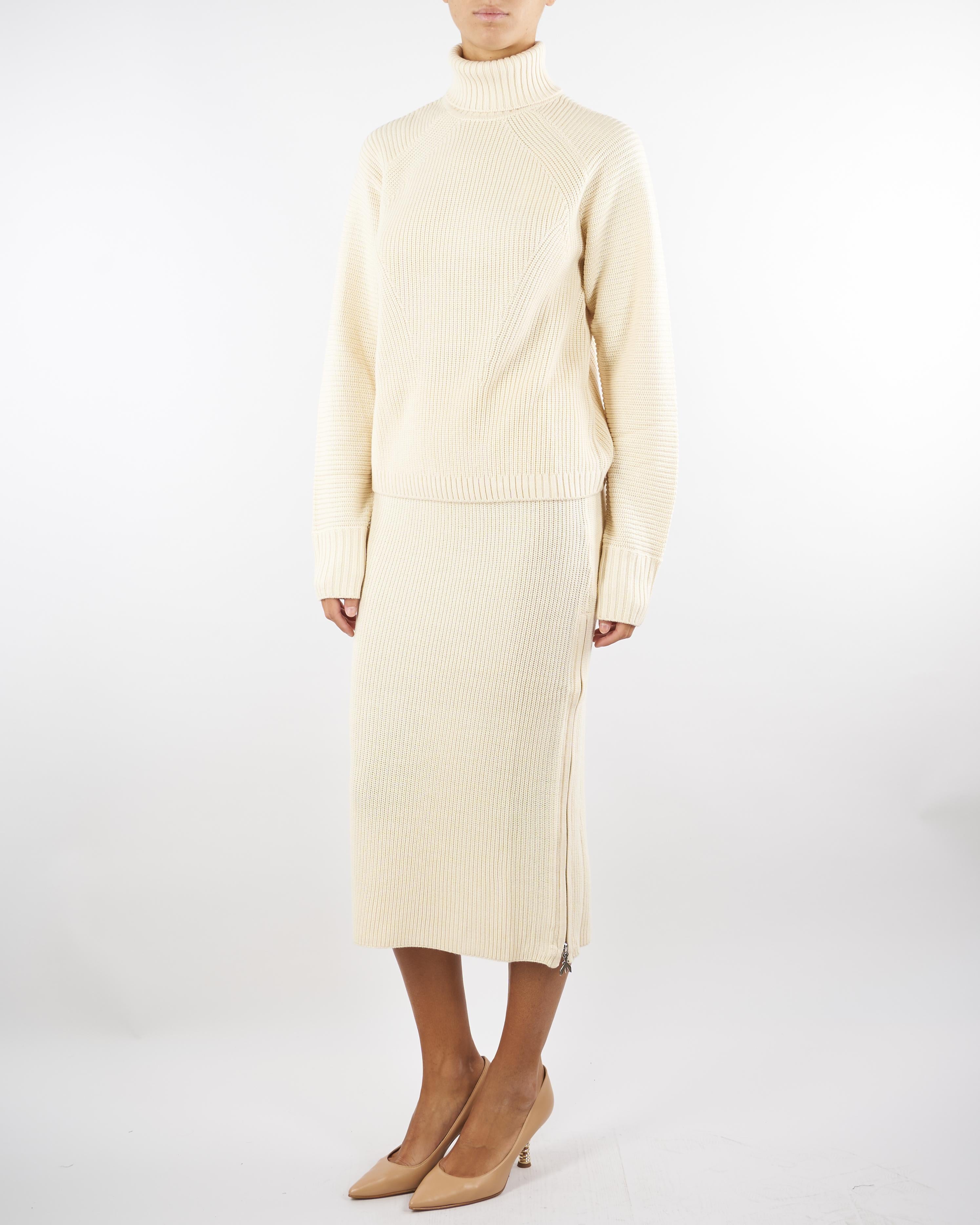 Maglione Crema intrecciato a collo alto 2K0368K9O3A W405 PATRIZIA PEPE 