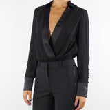 Body Nero in georgette di viscosa e raso CB00356E2 110 ELISABETTA FRANCHI 