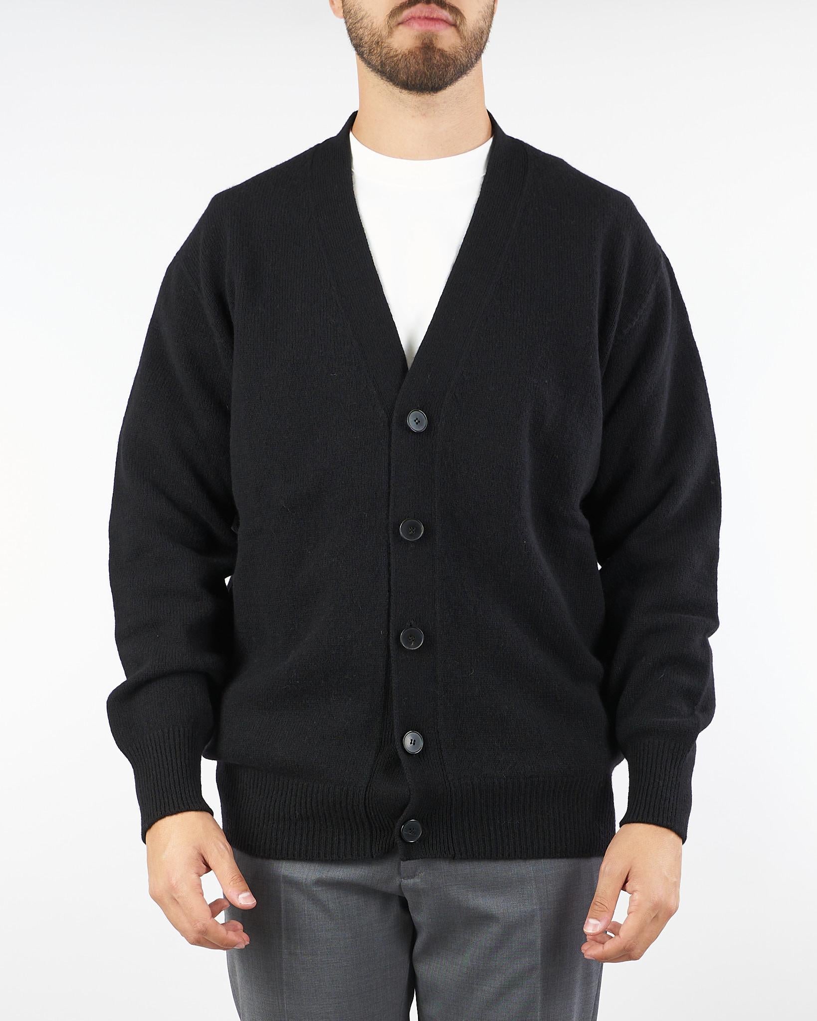 Cardigan Nero in pura lana e cashmere B9F0117 99 AMARANTO 