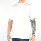 T-shirt Bianco in cotone mercerizzato con ricamo rosa sul petto