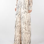 Pantaloni Crema-Nero in georgette stampata PBPVESPA 9 PENNY BLACK 