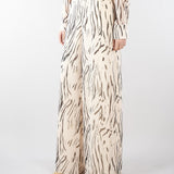 Pantaloni Crema-Nero in georgette stampata PBPVESPA 9 PENNY BLACK 