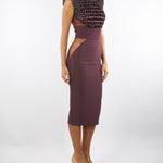 Abito Merlot in crêpe leggero e tulle con ricami cocco AB83457E2 EA4 ELISABETTA FRANCHI 