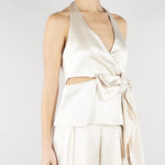 Top Champagne in satin con fiocco SS260348 36 ELEH 