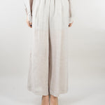 Pantalone Grigio in lino crop con elastico M6PK01 889 MEIMEIJ 