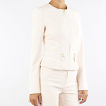 Giacca Milk in doppio crêpe con dettagli zip GI17356E2 DZ9 ELISABETTA FRANCHI 