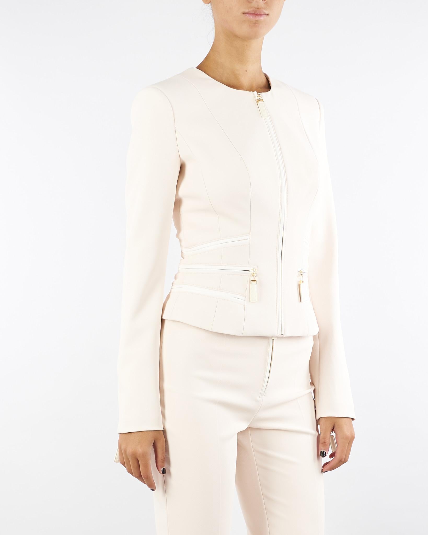 Giacca Milk in doppio crêpe con dettagli zip GI17356E2 DZ9 ELISABETTA FRANCHI 