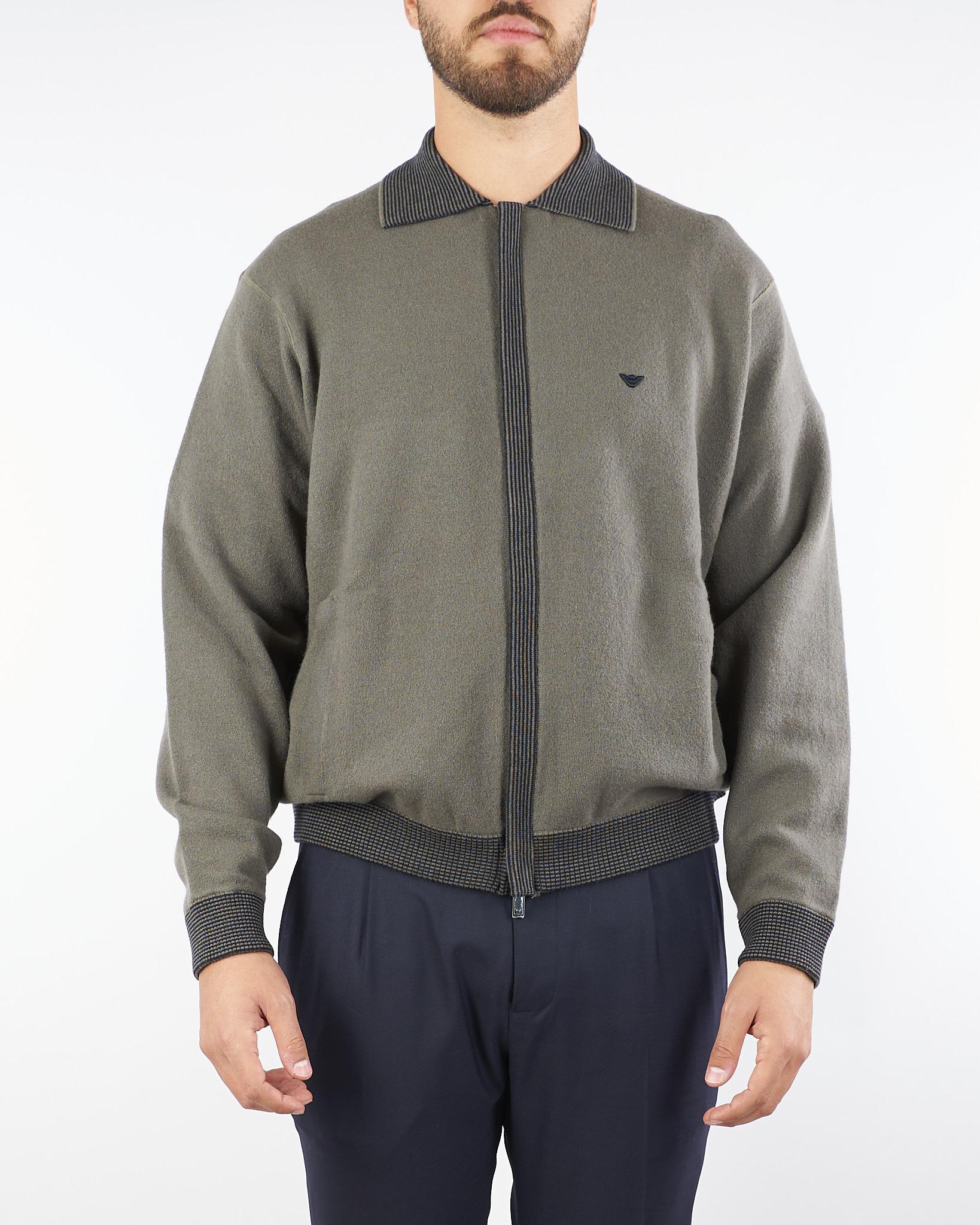 Cardigan Fango in pura lana con colletto EM001517AF18099 U8143 EMPORIO ARMANI 