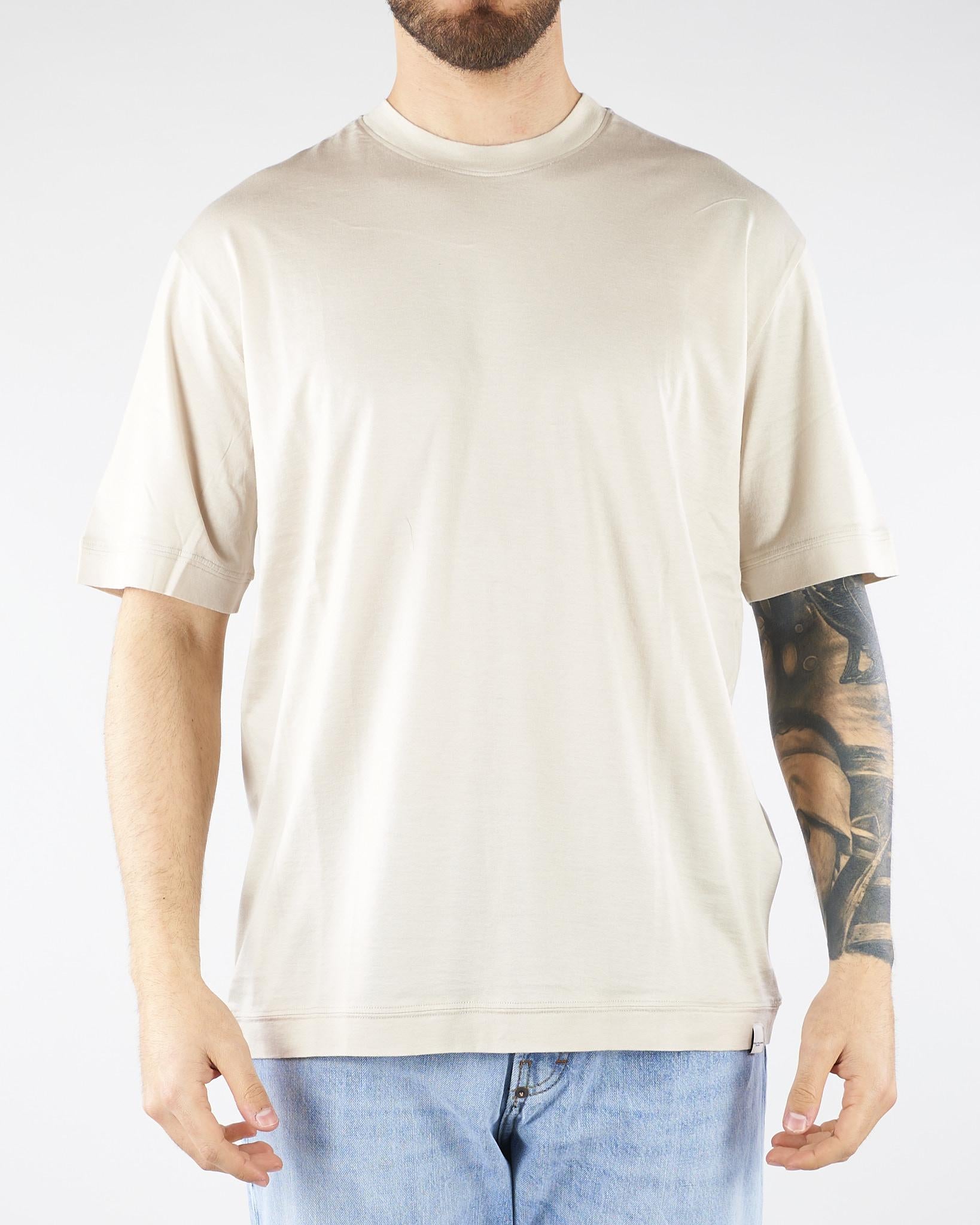 T-shirt Beige in jersey lucido F0134054 1420 PAOLO PECORA 